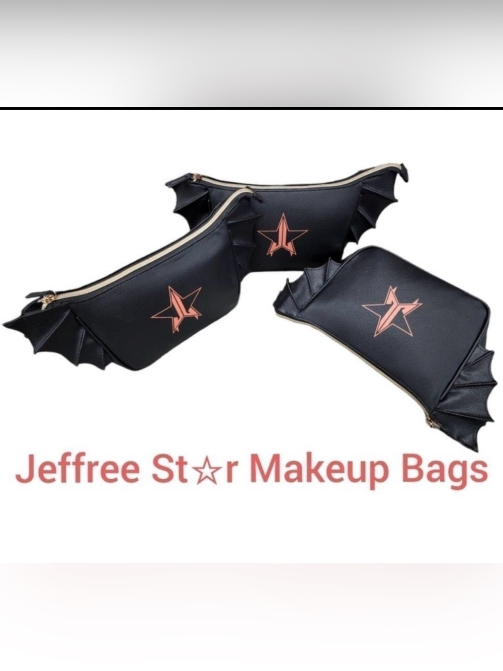 Jeffree Star Black Makeup Pouch with Orange Star and Batwing Sides